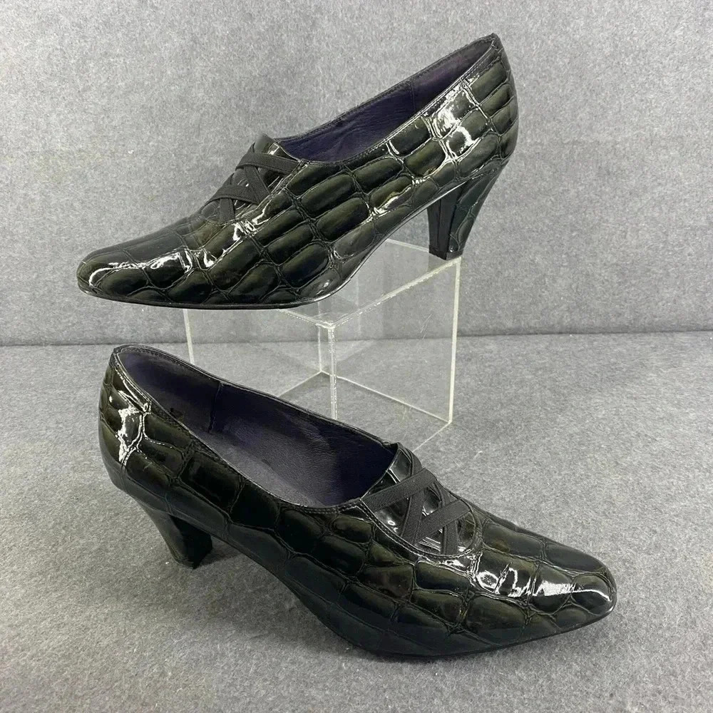 Portia TLC Forest Green Crocodile Pattern Heels